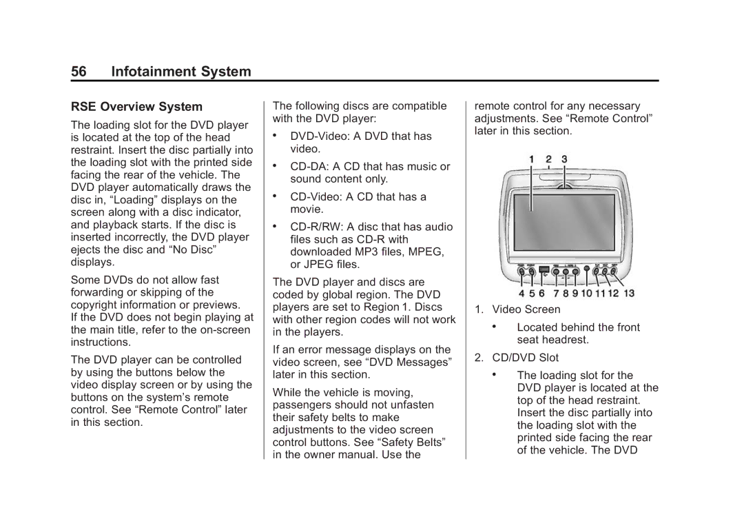 Cadillac 2015 manual RSE Overview System 