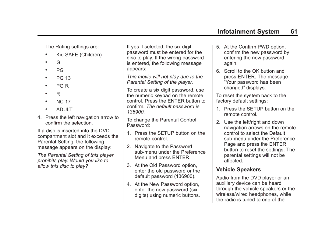 Cadillac 2015 manual Vehicle Speakers, Adult 