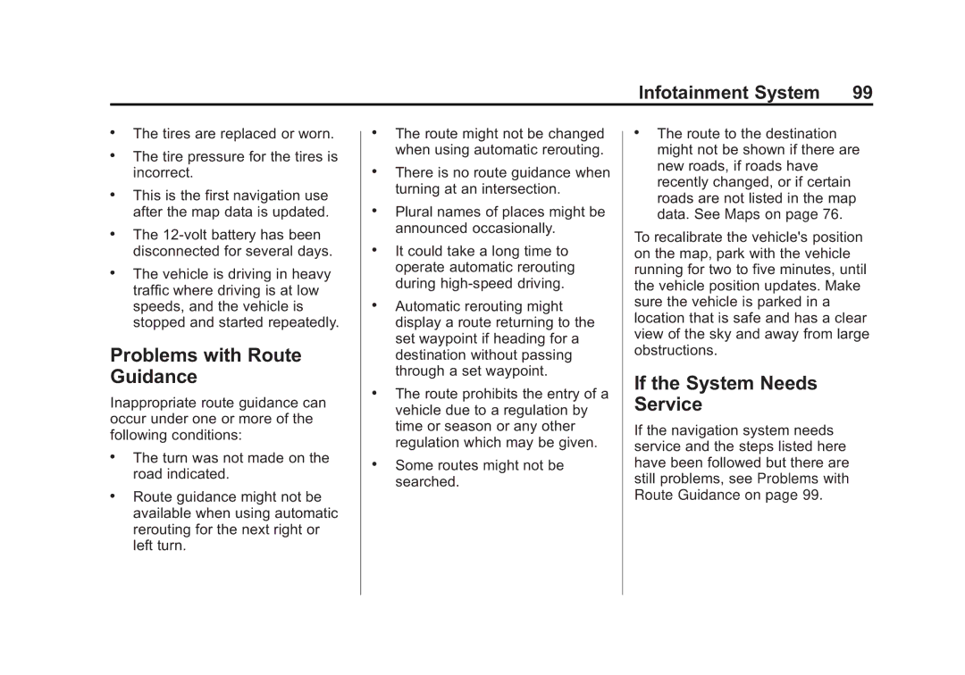 Cadillac 2015 manual Problems with Route Guidance, If the System Needs Service 