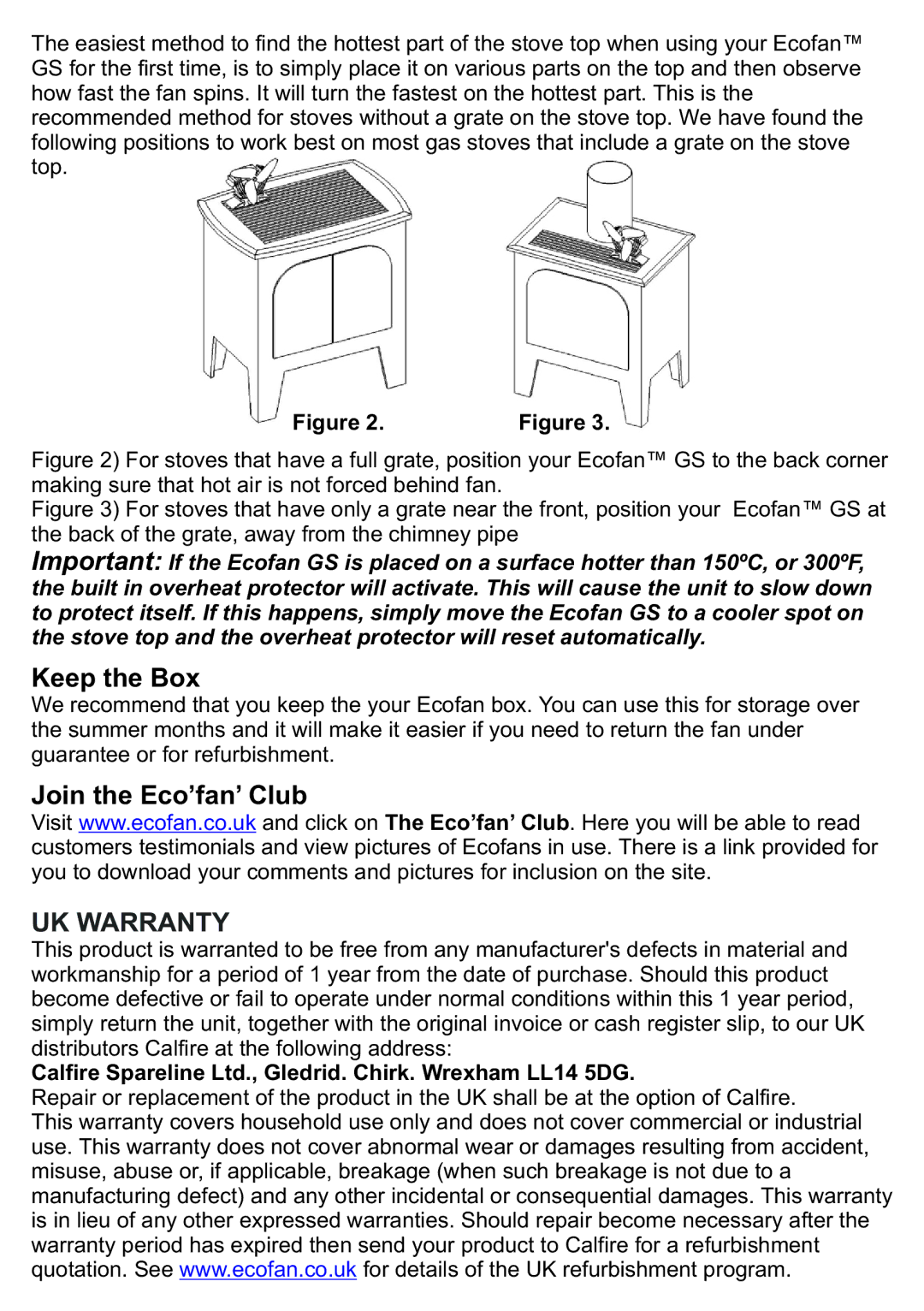 Caframo 14078-806GS-BBX, 14078N-806GS-KBX warranty Keep the Box, Join the Eco’fan’ Club 