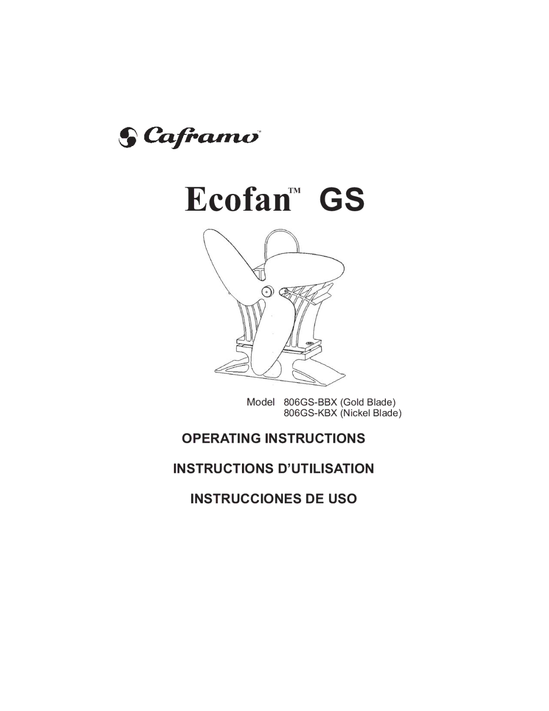 Caframo 806GS-KBX, 806GS-BBX manual EcofanTM GS 