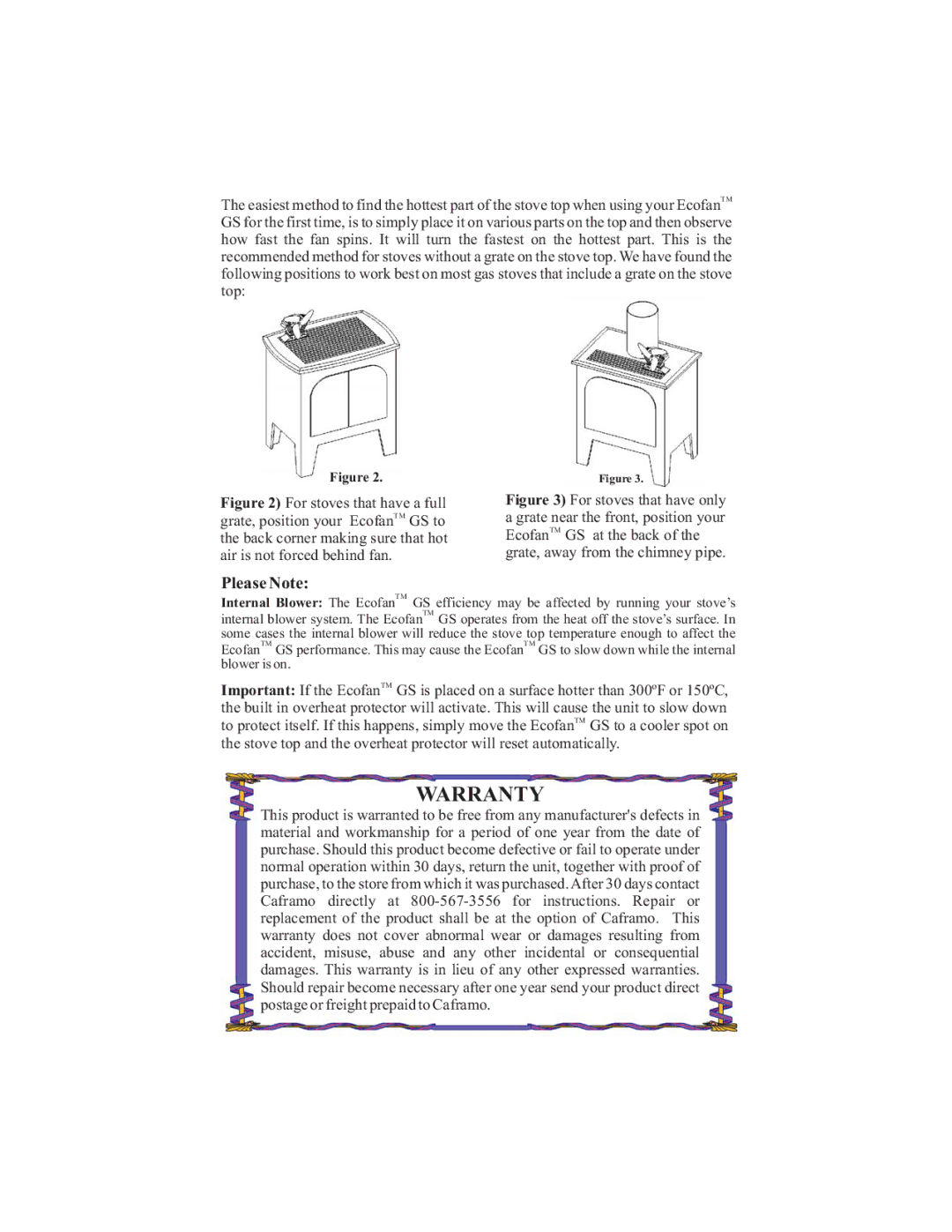 Caframo 806GS-KBX, 806GS-BBX manual Warranty, Please Note 