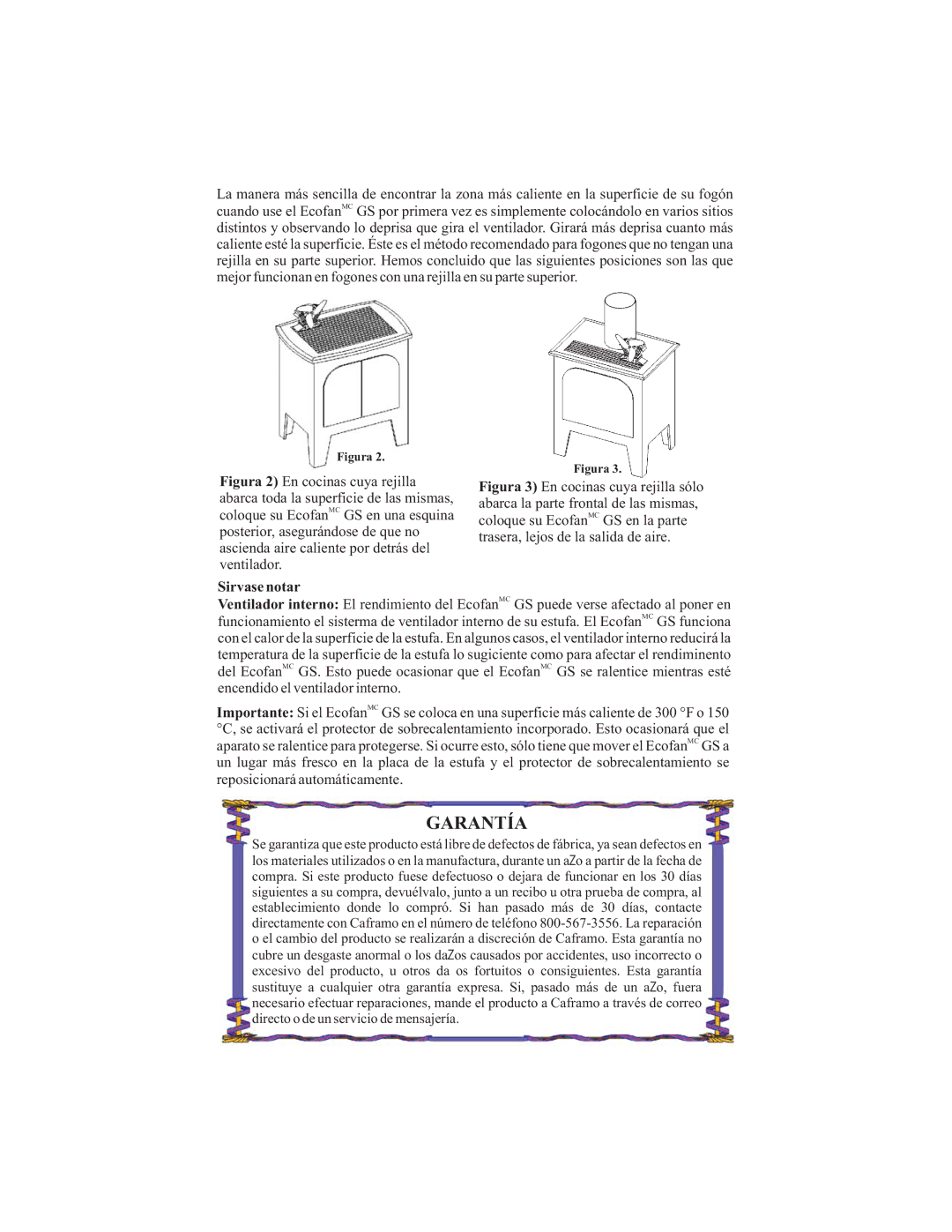 Caframo 806GS-KBX, 806GS-BBX manual Garantía 