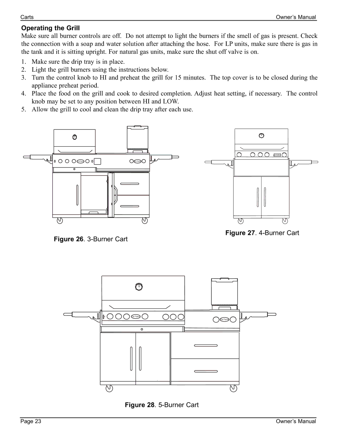 Cal Flame 3000 owner manual Burner Cart 