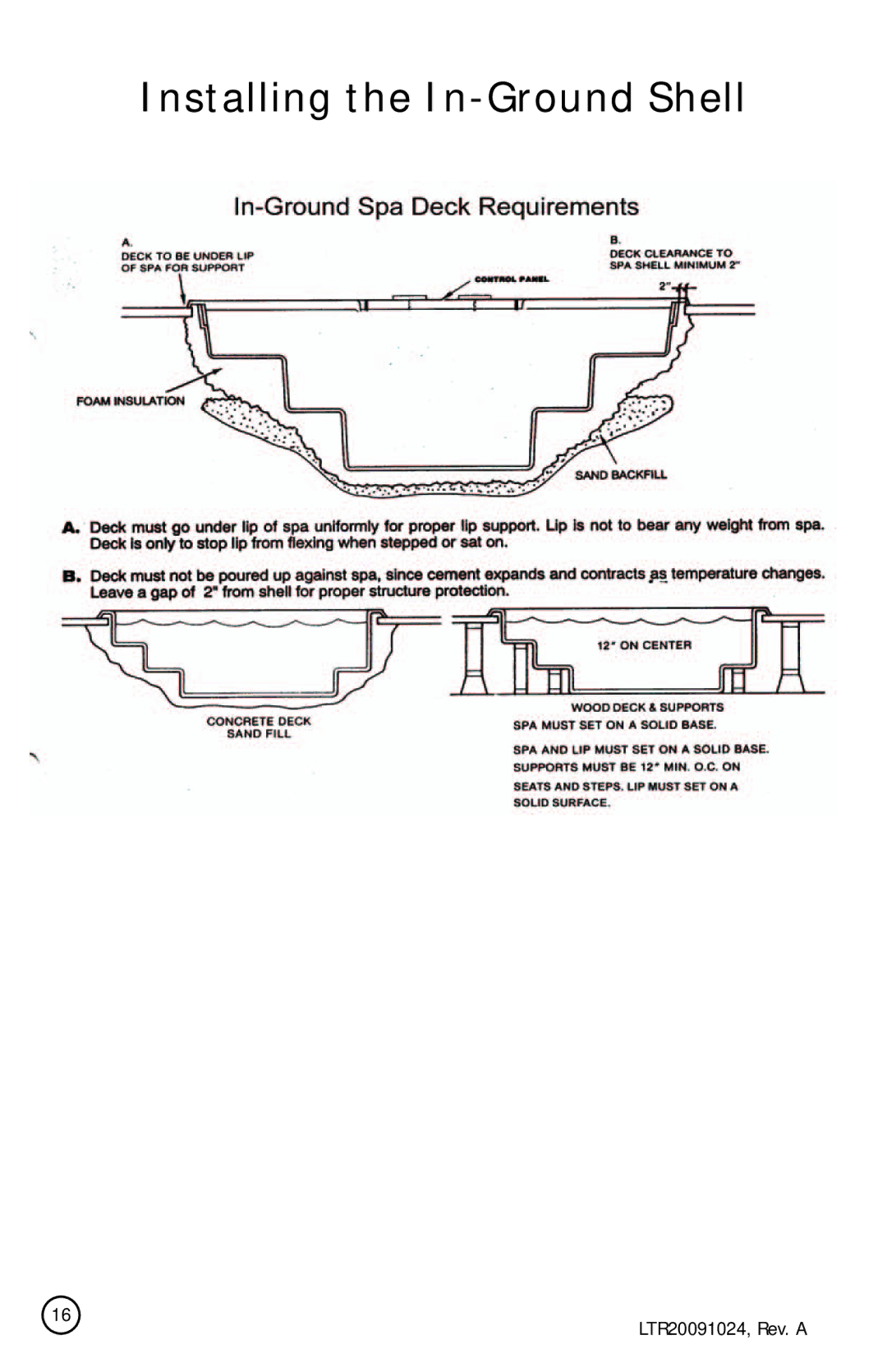 Cal Flame A726B, A734B, A515, A734L, A534, A726L, A526 manual Installing the In-Ground Shell 