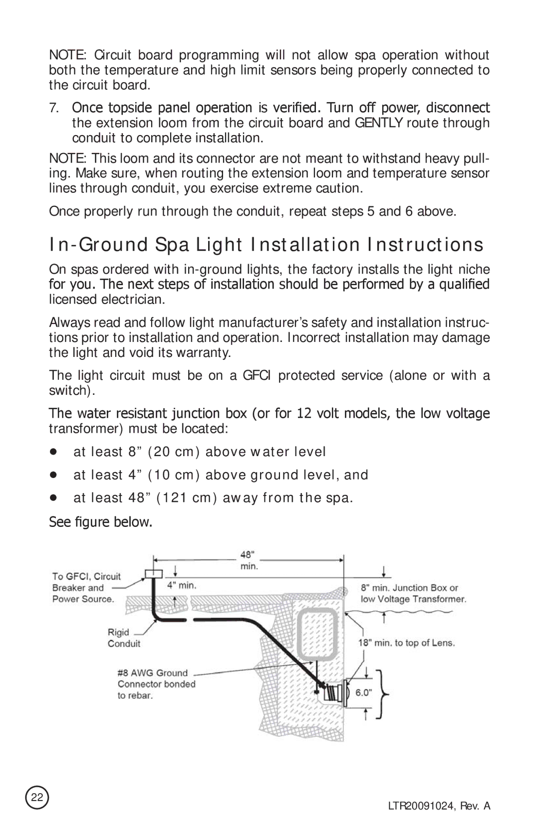 Cal Flame A534, A734B, A515, A734L, A726B, A726L, A526 manual In-Ground Spa Light Installation Instructions 