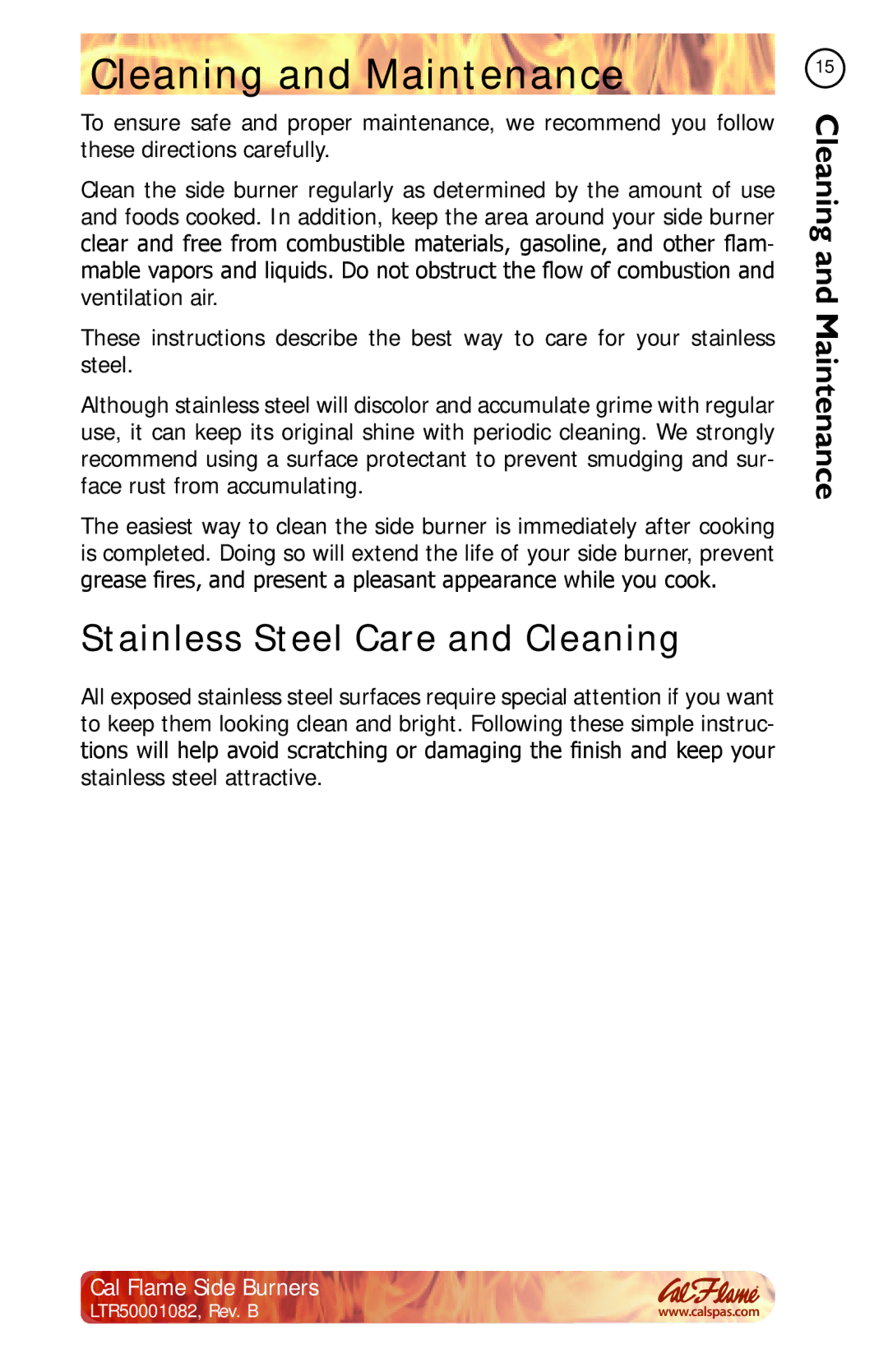 Cal Flame BBQ08899P, BBQ08852P, BBQ08954P, BBQ08953P manual Cleaning and Maintenance, Stainless Steel Care and Cleaning 