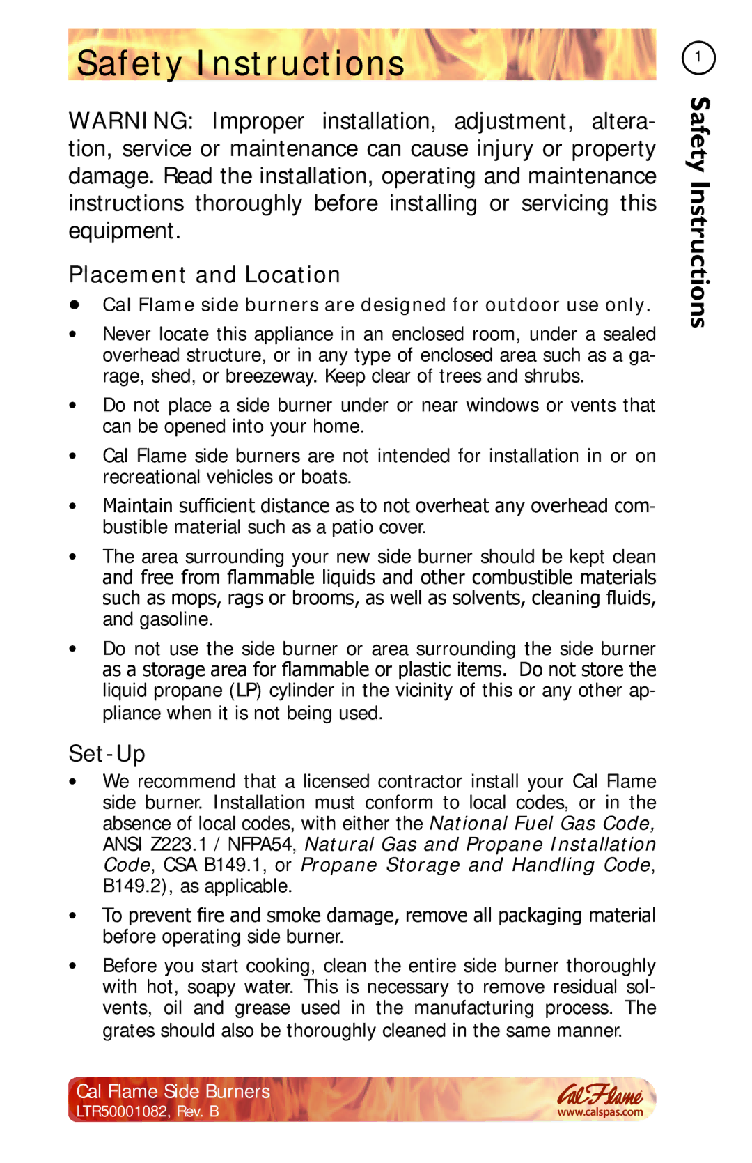 Cal Flame BBQ08953P, BBQ08852P, BBQ08899P, BBQ08954P manual Safety Instructions, Placement and Location, Set-Up 