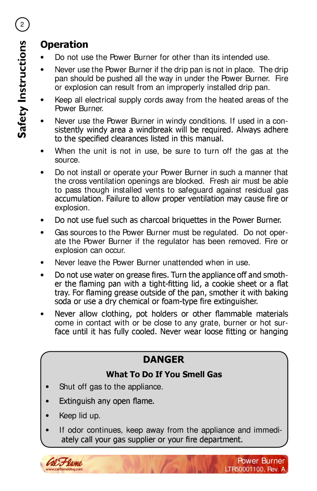 Cal Flame BBQ11955P manual Operation, What To Do If You Smell Gas 