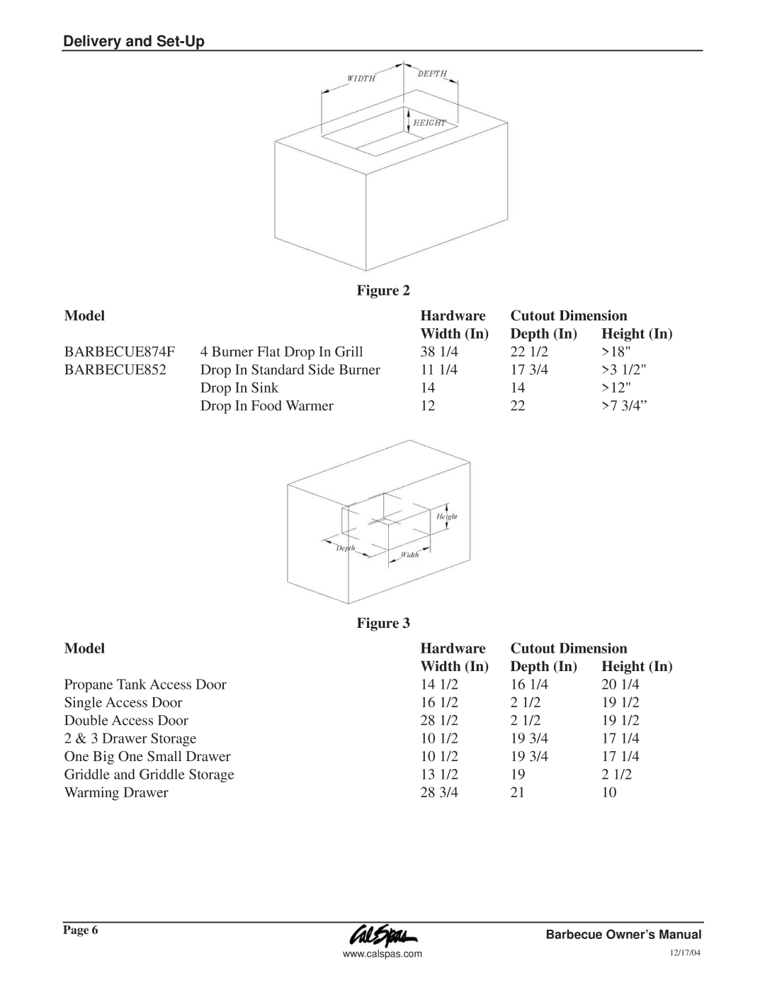 Cal Flame G3000 owner manual BARBECUE874F 