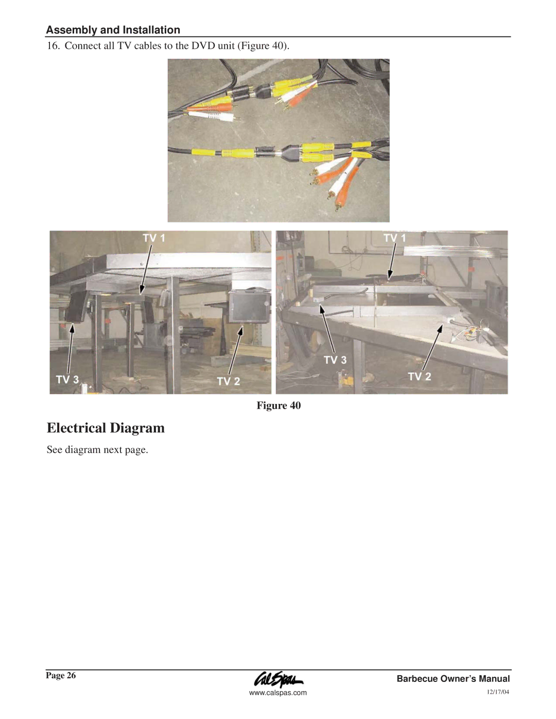 Cal Flame G3000 owner manual Electrical Diagram 