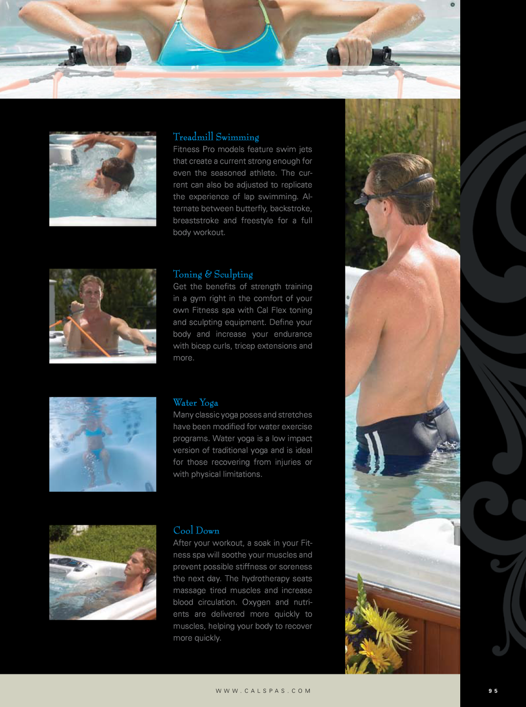 Cal Flame Hot Tub manual Treadmill Swimming, Toning & Sculpting, Water Yoga, Cool Down 