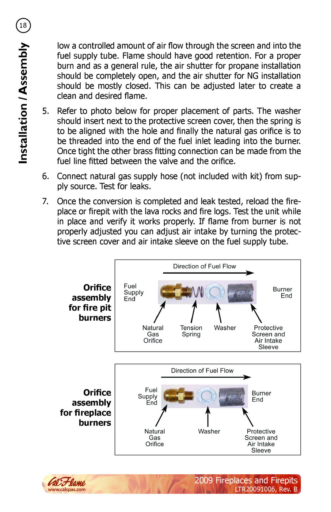 Cal Flame LTR20091006 manual Installation Assembly 