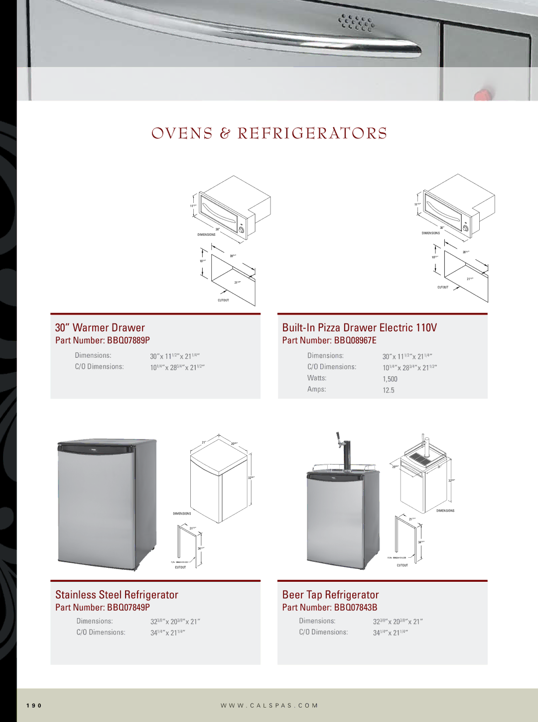 Cal Flame Outdoor Kitchen Ovens & refrigerators, Stainless Steel Refrigerator Beer Tap Refrigerator, Part Number BBQ07843B 