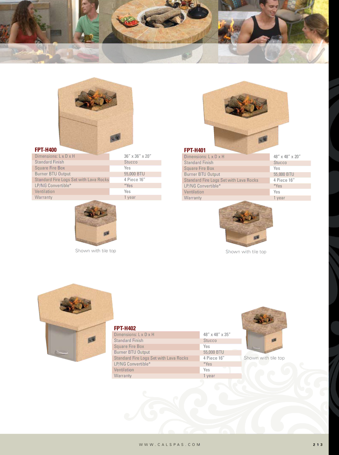 Cal Flame Outdoor Woodburning Fireplace manual FPT-H400, FPT-H401, FPT-H402 