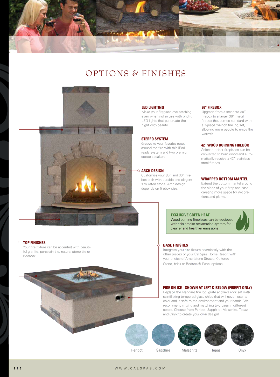 Cal Flame Outdoor Woodburning Fireplace manual Options & Finishes 