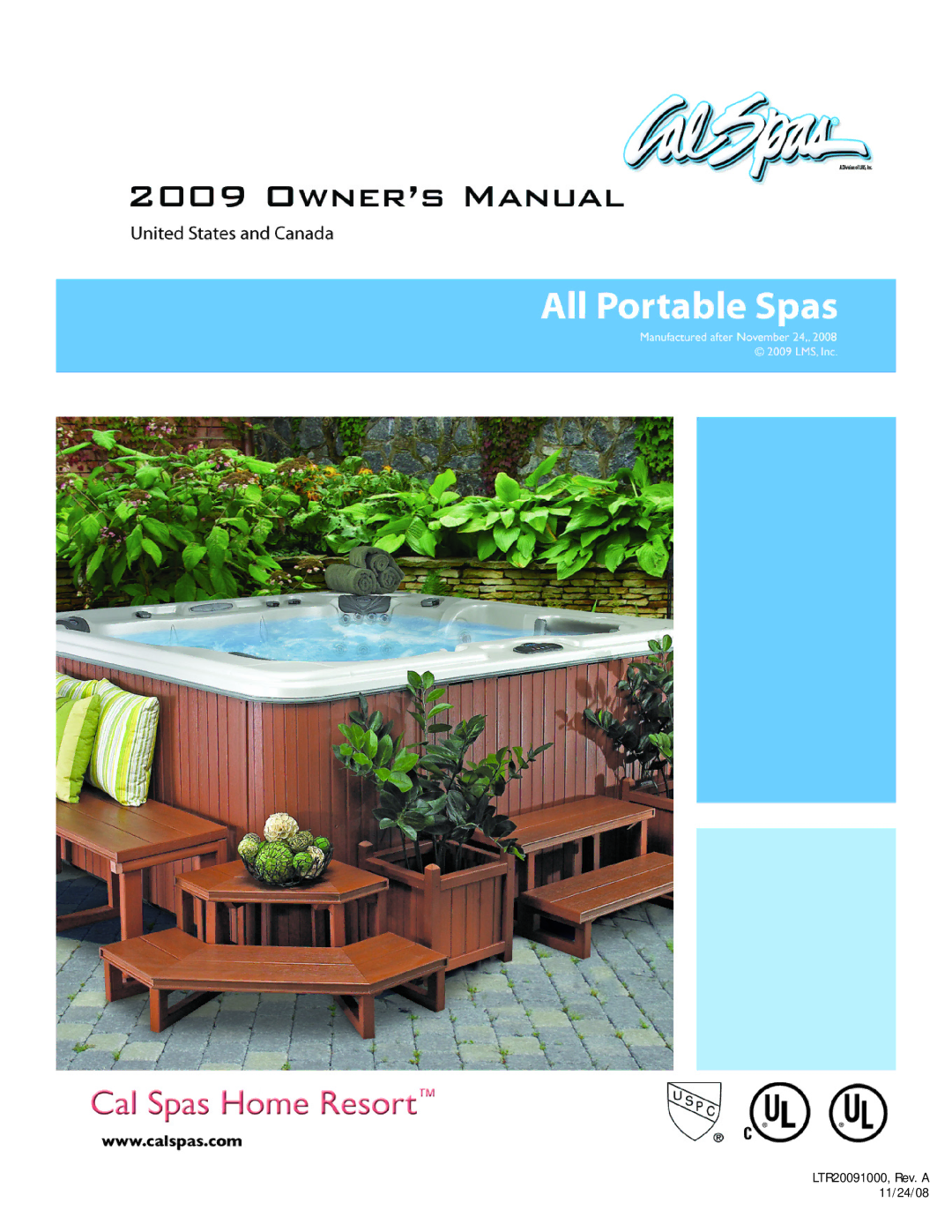 Cal Flame Portable Spa manual LTR20091000, Rev. a 11/24/08 