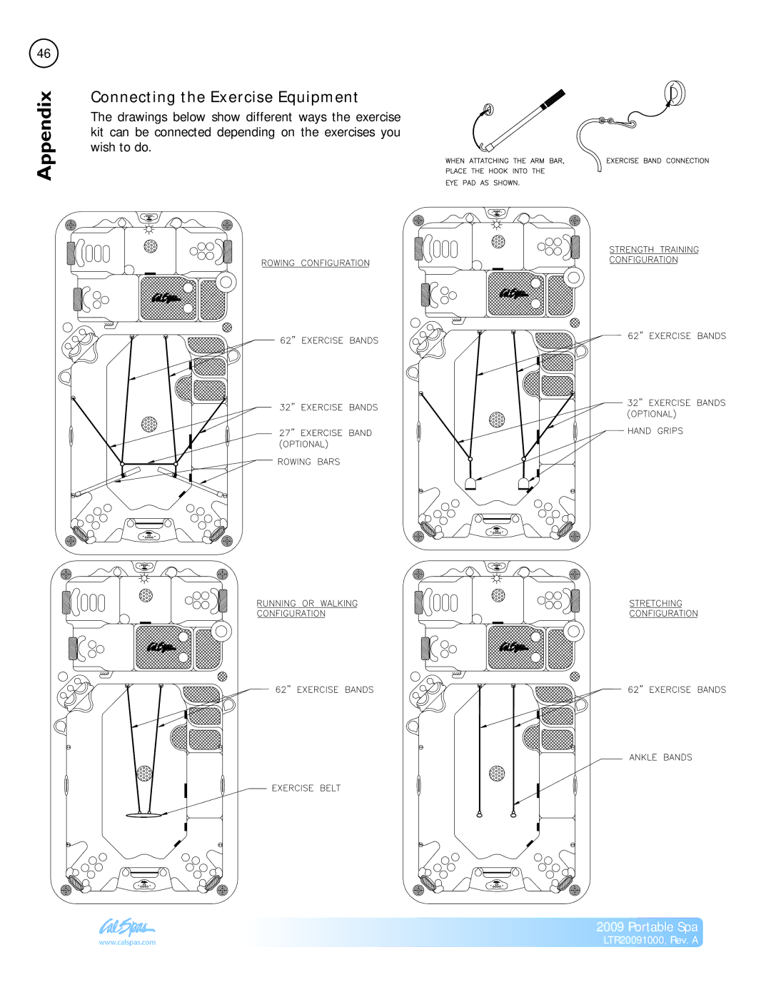 Cal Flame Portable Spa manual Connecting the Exercise Equipment 