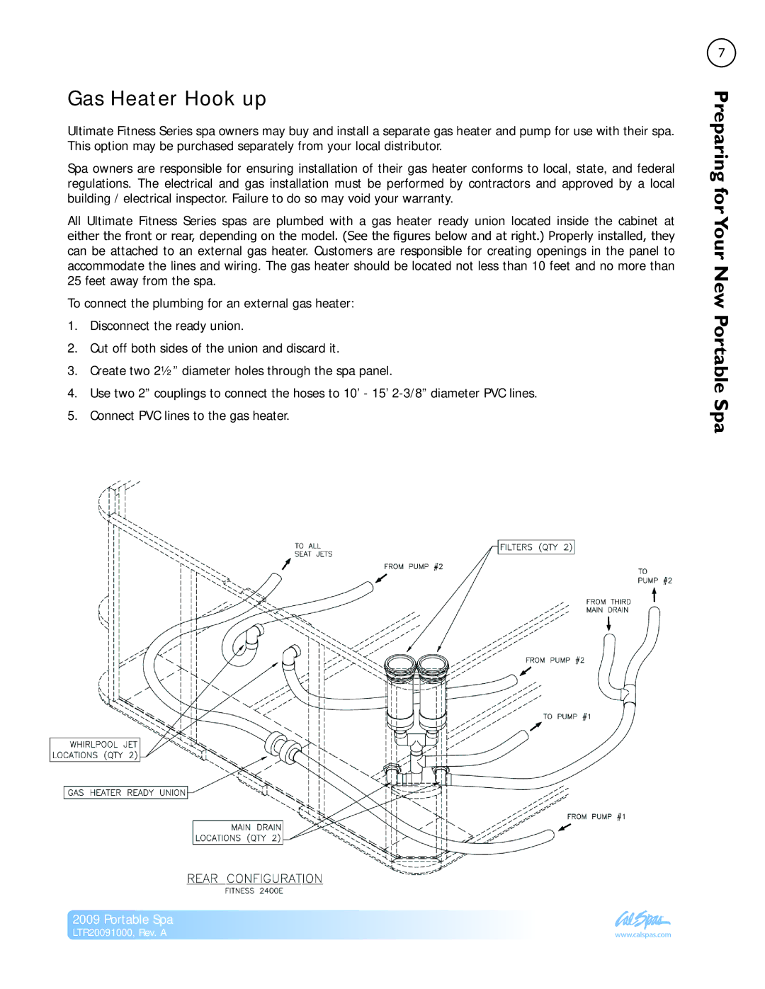 Cal Flame Portable Spa manual Gas Heater Hook up 