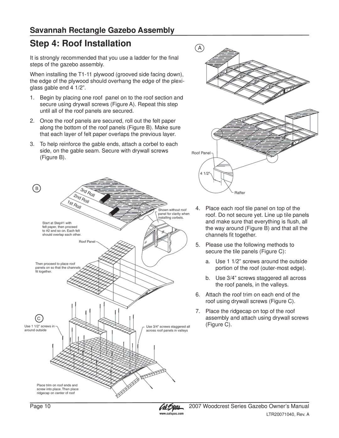 Cal Flame Woodcrest Series manual Roof Installation 