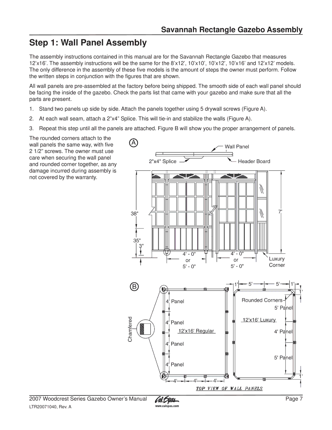 Cal Flame Woodcrest Series manual Wall Panel Assembly 