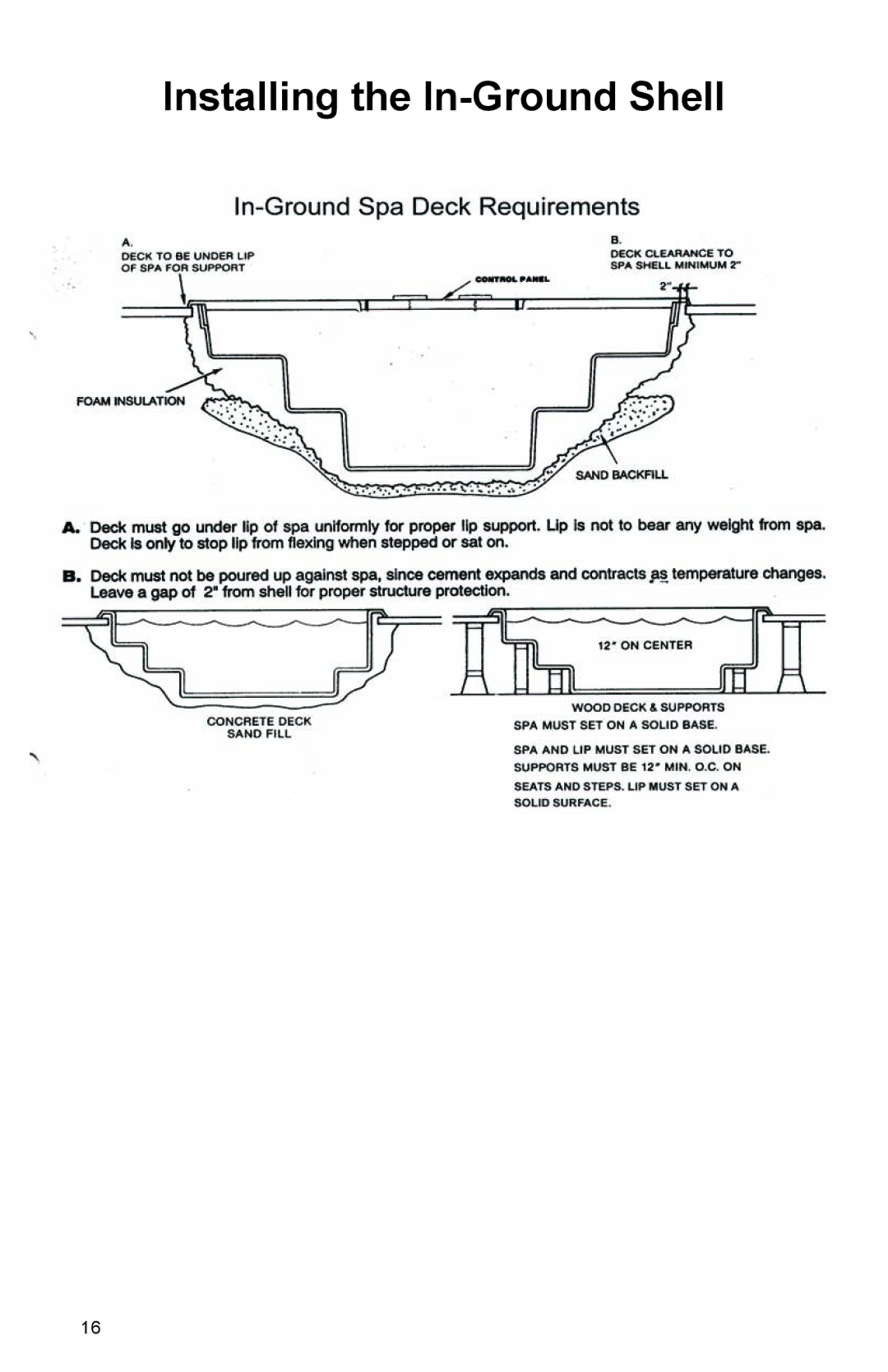 Cal Spas A744B, A857B, A844L, A826L, A726B, A726L, A969L, A844B, A857L, A826B, A744L manual Installing the In-Ground Shell 