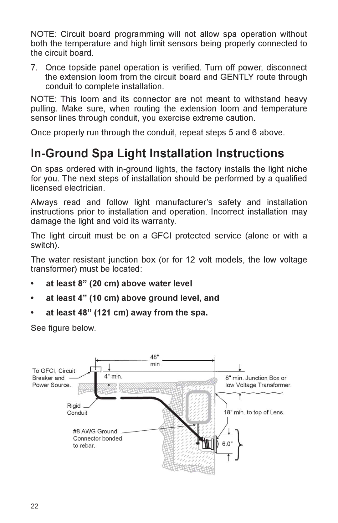 Cal Spas A826L, A857B, A844L, A726B, A726L, A969L, A844B, A744B, A857L, A826B, A744L In-Ground Spa Light Installation Instructions 