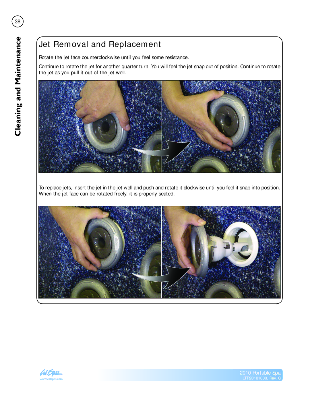 Cal Spas LTR20101000 manual Jet Removal and Replacement 