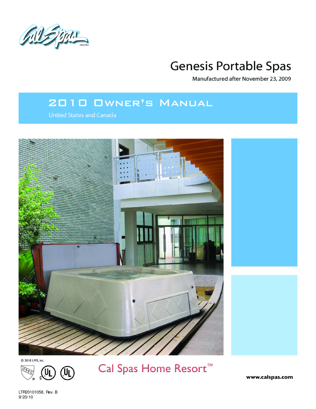 Cal Spas manual LTR20101058, Rev. B 9/20/10 