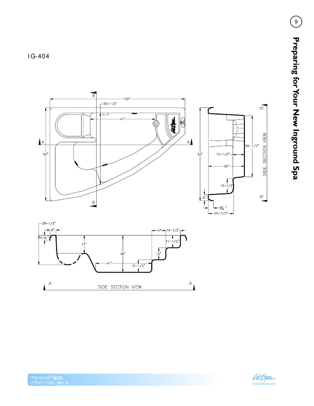 Cal Spas LTR20111002 manual IG-404 