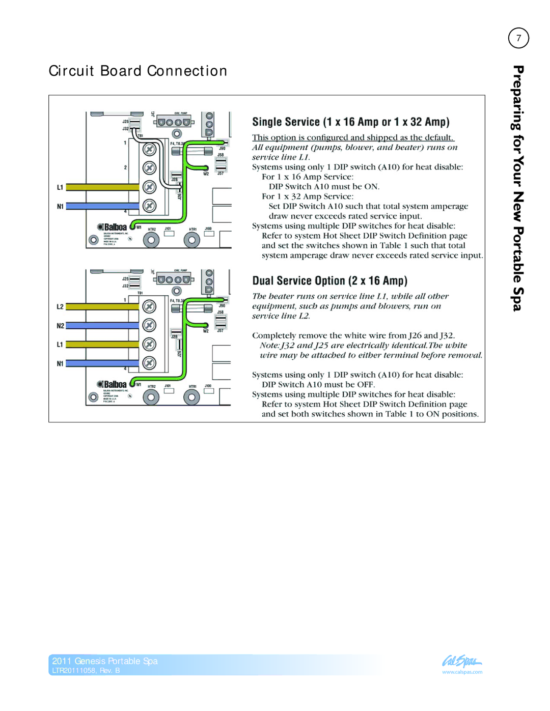 Cal Spas LTR20111058 manual Circuit Board Connection 
