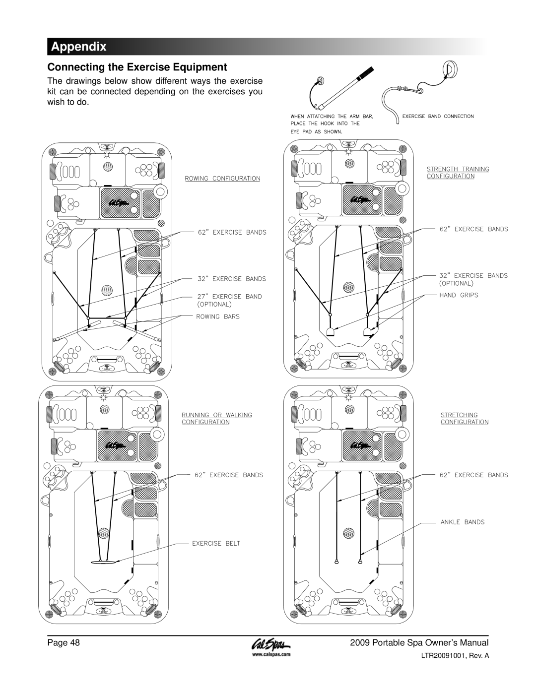 Cal Spas Portable Spas manual Connecting the Exercise Equipment 