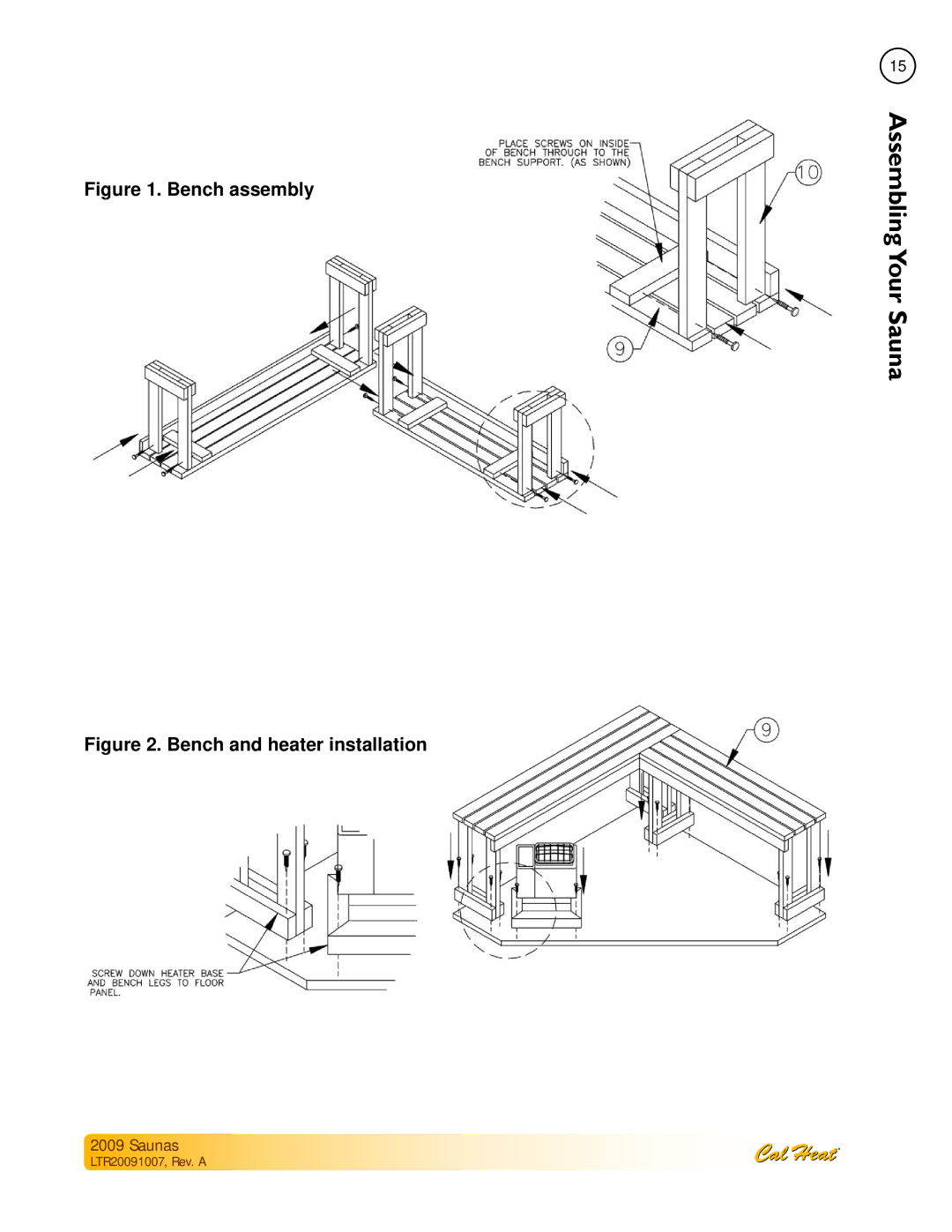 Cal Spas Saunas manual Bench assembly 