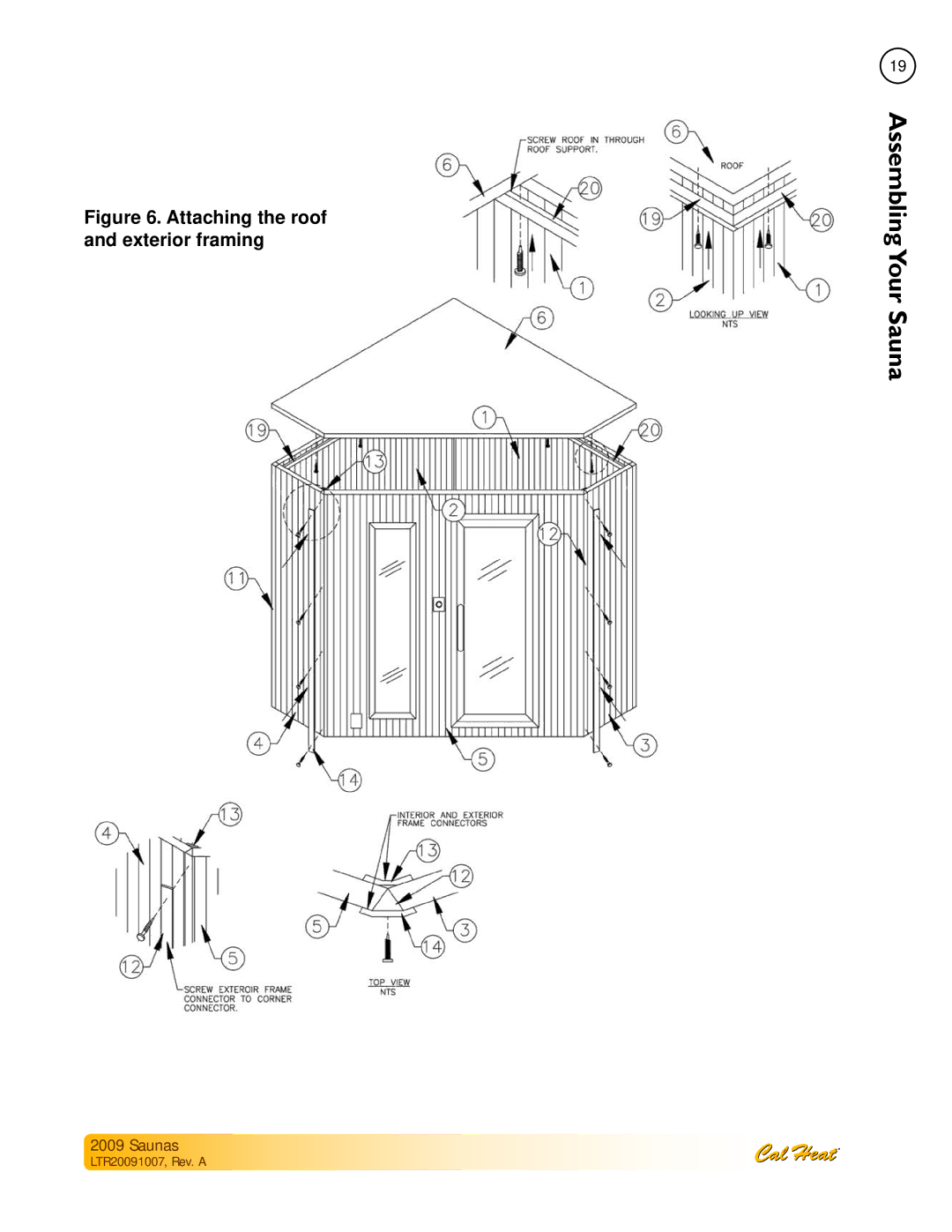 Cal Spas Saunas manual Attaching the roof and exterior framing 