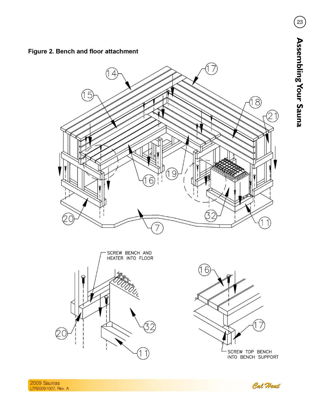 Cal Spas Saunas manual Bench and floor attachment 