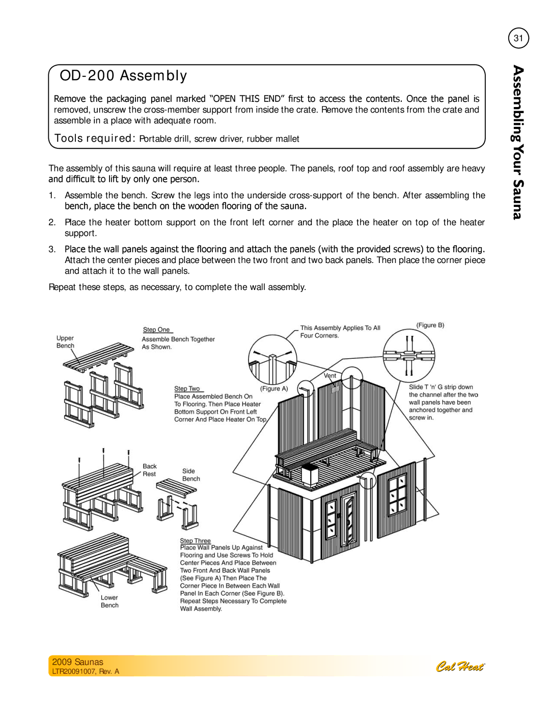 Cal Spas Saunas manual OD-200 Assembly 