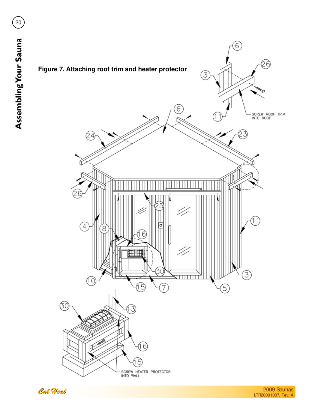 Cal Spas Saunas manual Assembling SaunaYour, LTR20091007, Rev. A 
