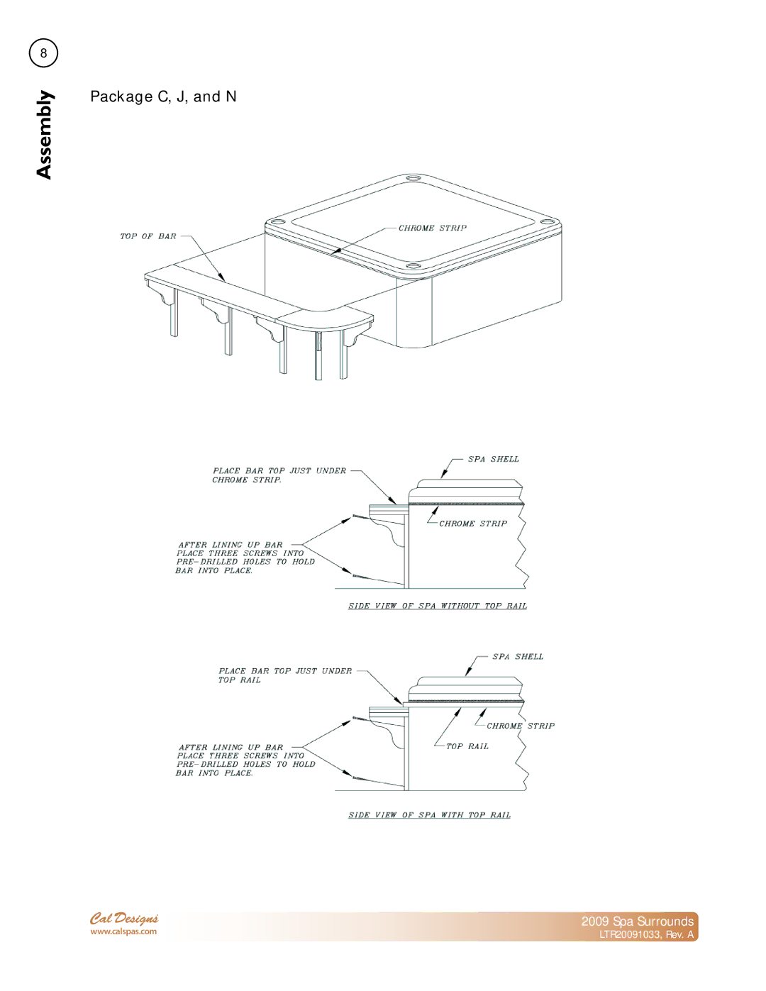 Cal Spas Spa Surrounds manual Package C, J, and N 