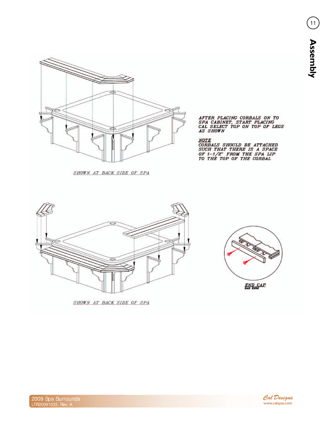 Cal Spas Spa Surrounds manual Assembly 