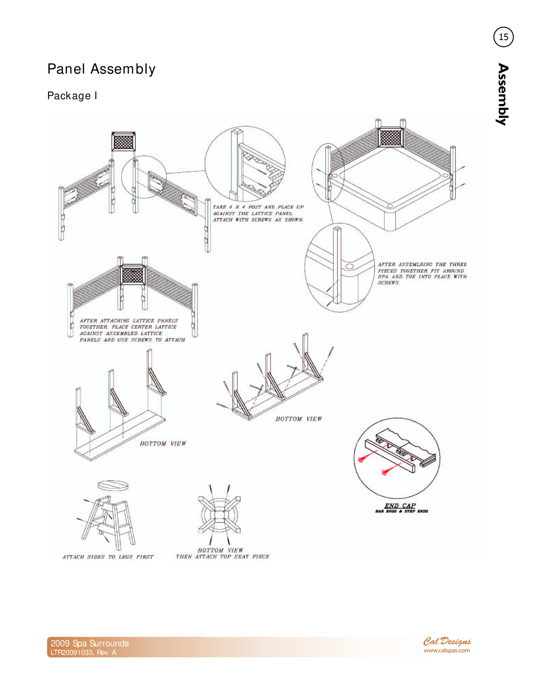 Cal Spas Spa Surrounds manual Panel Assembly, Package 