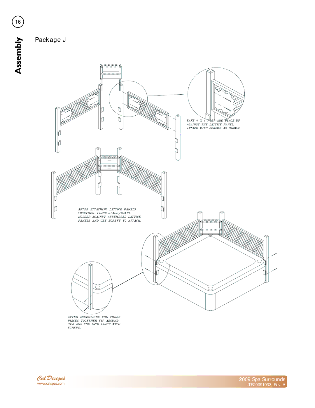 Cal Spas Spa Surrounds manual Package J 