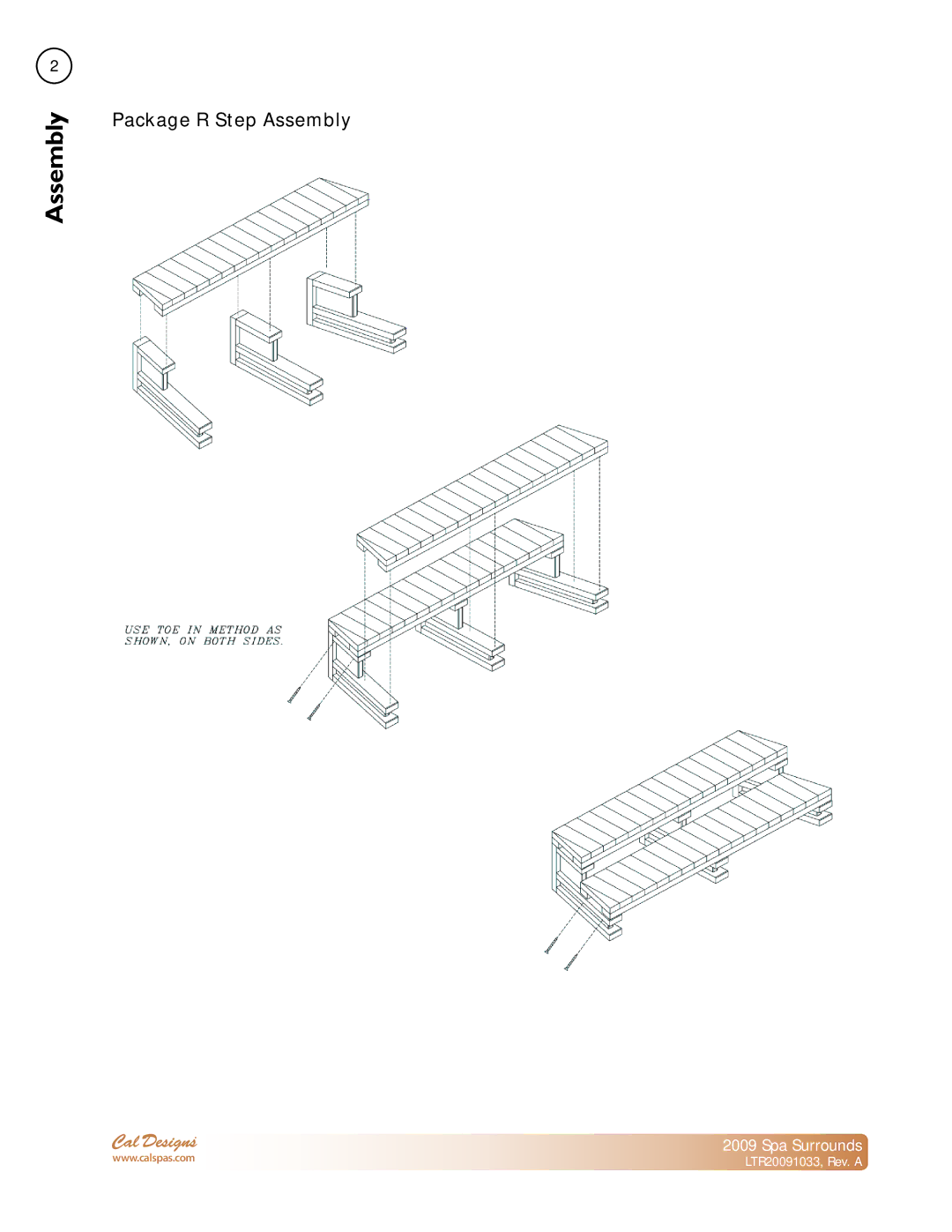 Cal Spas Spa Surrounds manual Package R Step Assembly 