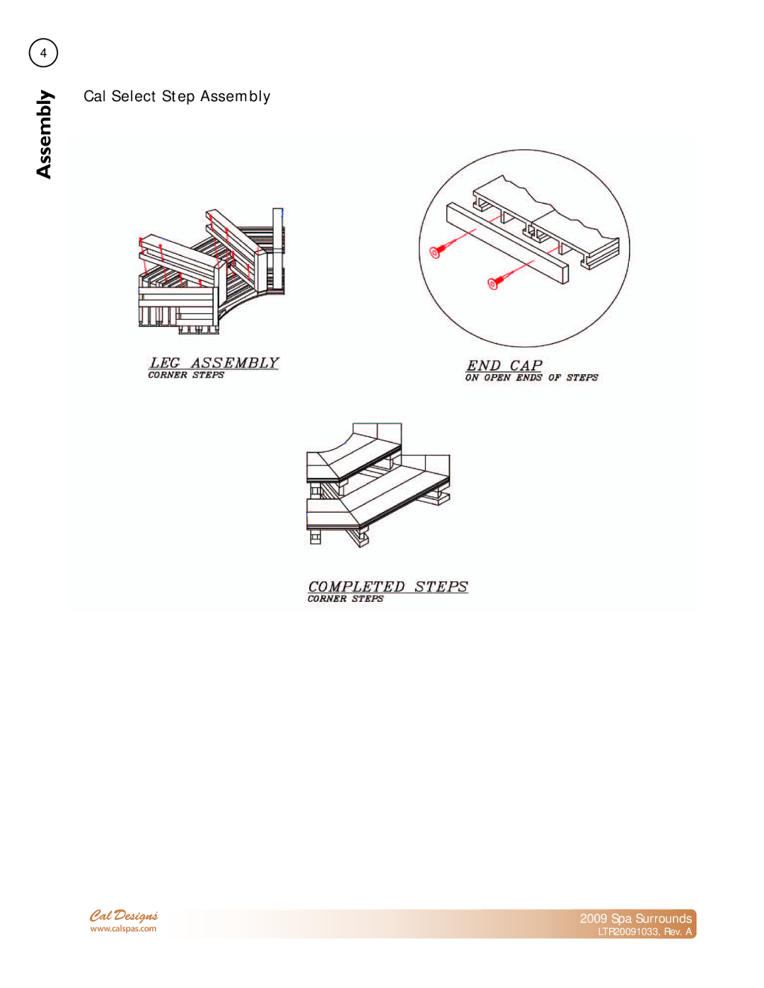 Cal Spas Spa Surrounds manual Cal Select Step Assembly 