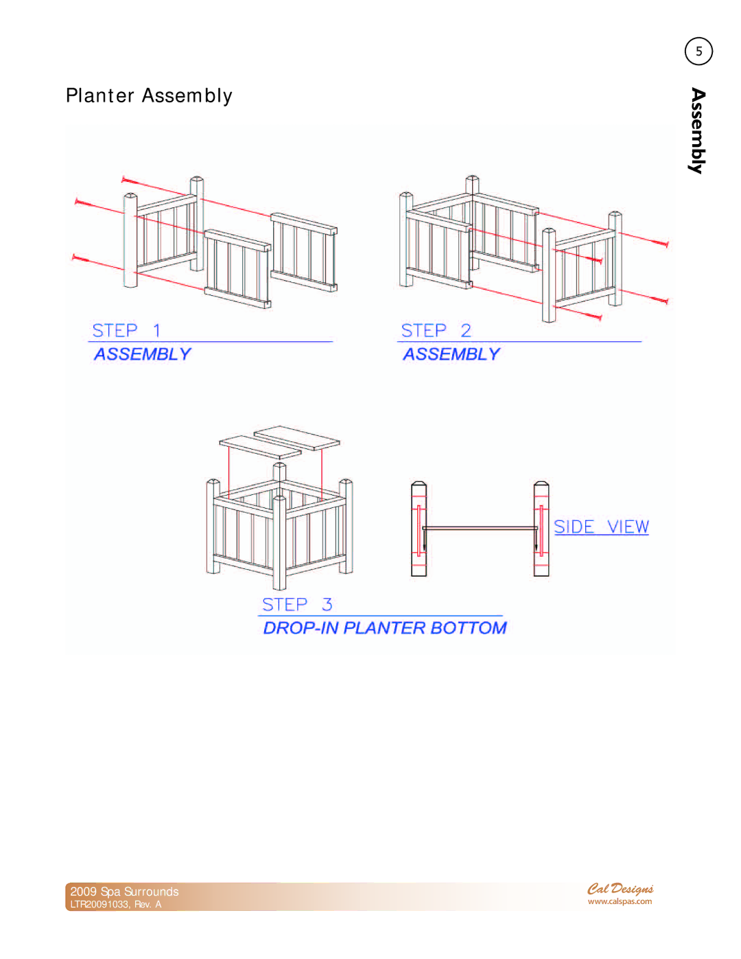 Cal Spas Spa Surrounds manual Planter Assembly 