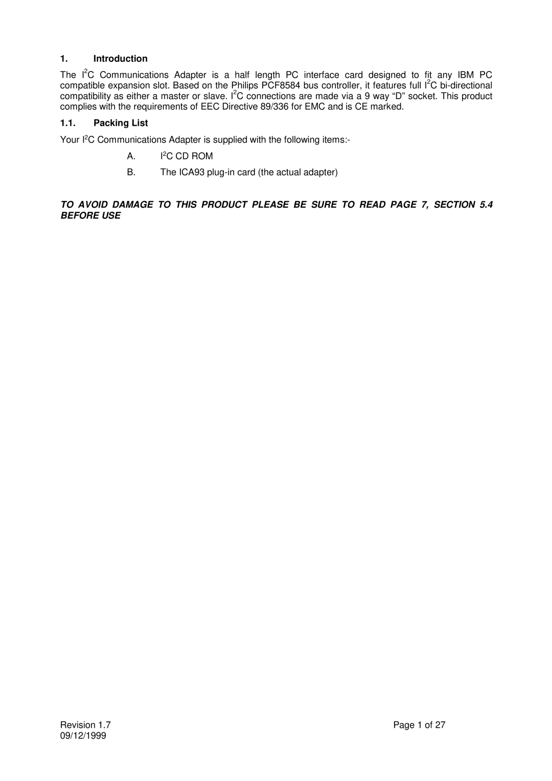 Calibre UK ICA93LV user manual Introduction, Packing List 