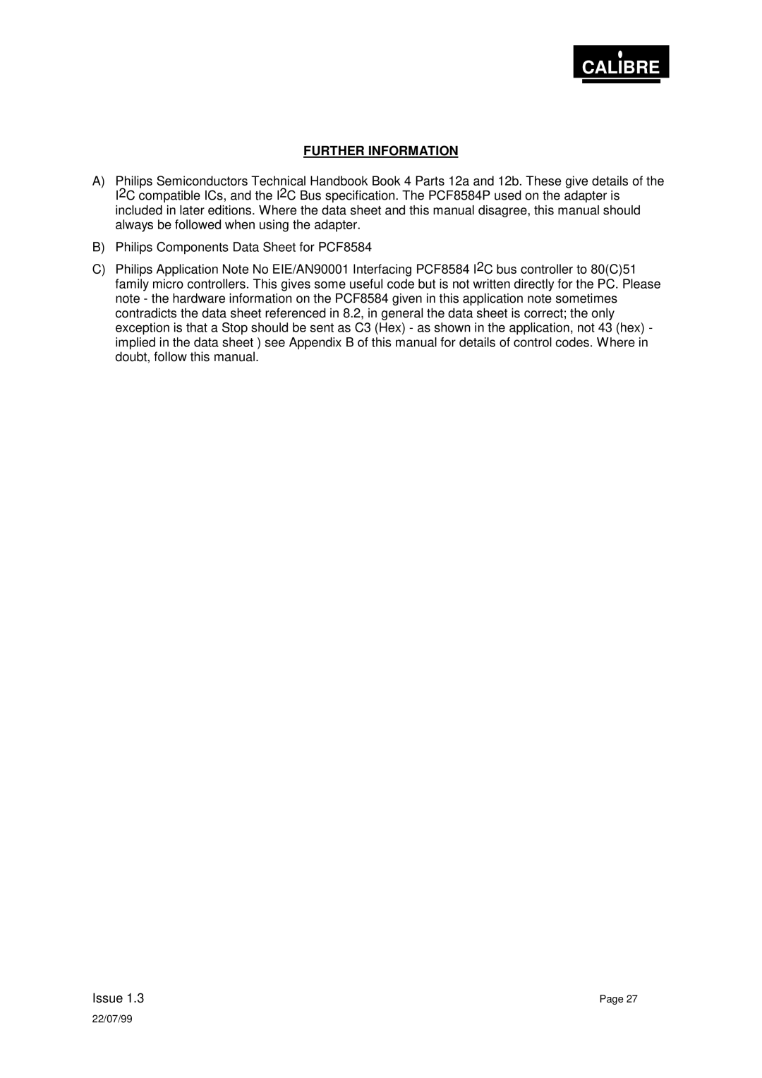 Calibre UK PICA93LV user manual Further Information 