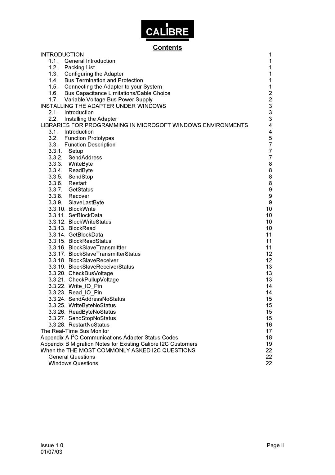 Calibre UK UCA93 manual Contents 