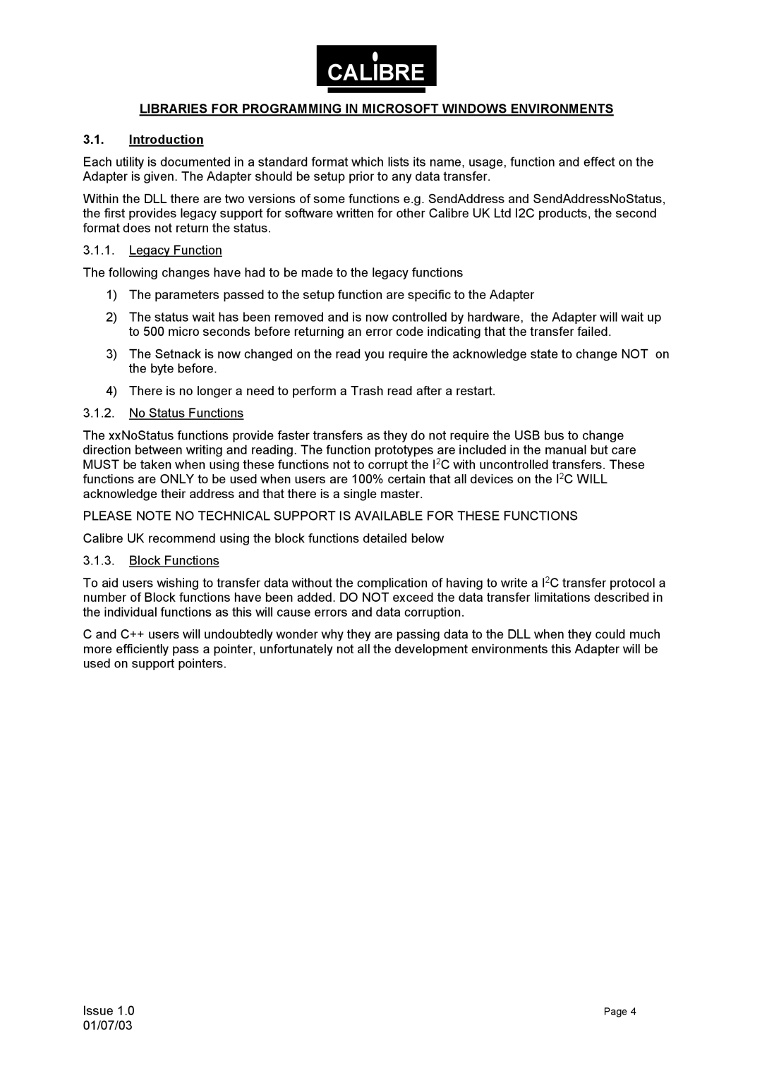 Calibre UK UCA93 manual Libraries for Programming in Microsoft Windows Environments 