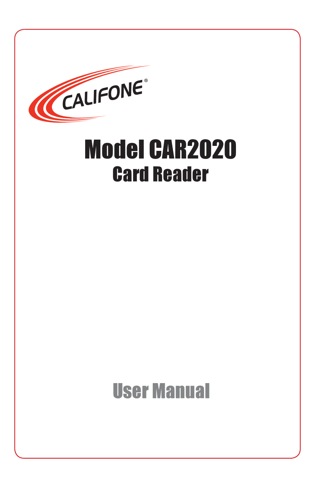 Califone user manual Model CAR2020 