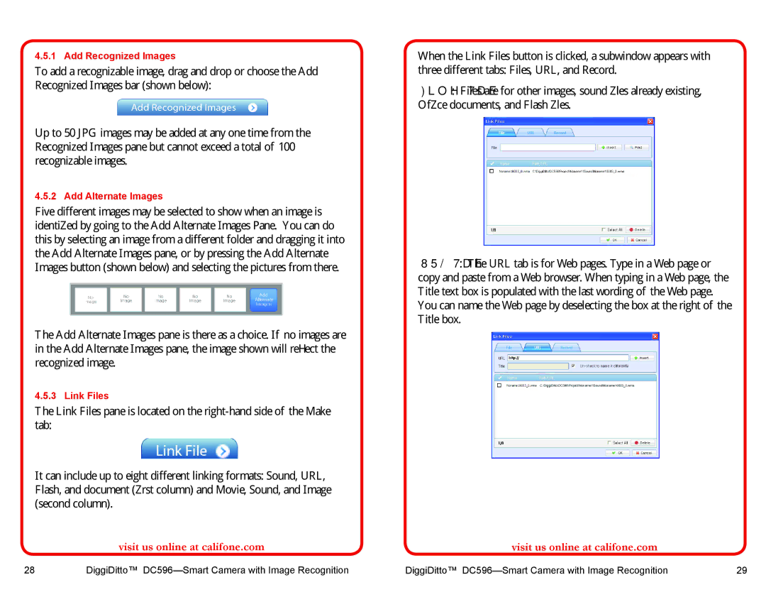 Califone DC596 user manual Add Recognized Images 